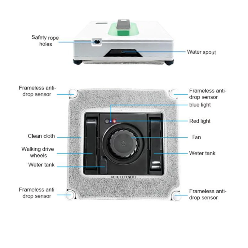 Window Robot Cleaner Electric Robotic Washing Glass Auto Water Spray Voice Prompt APP / Remote Control Professional Washer 6