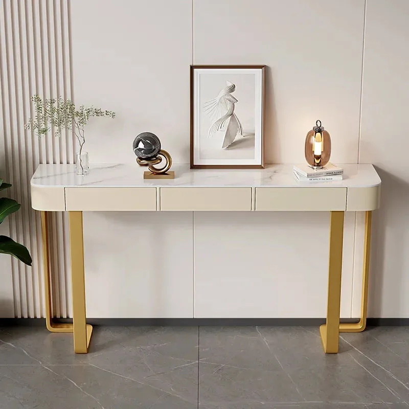 Italian Slate Console Tables Hallway Light Luxury Entrance Console Cabinets for Living Room Furniture Entryway Table with Drawer