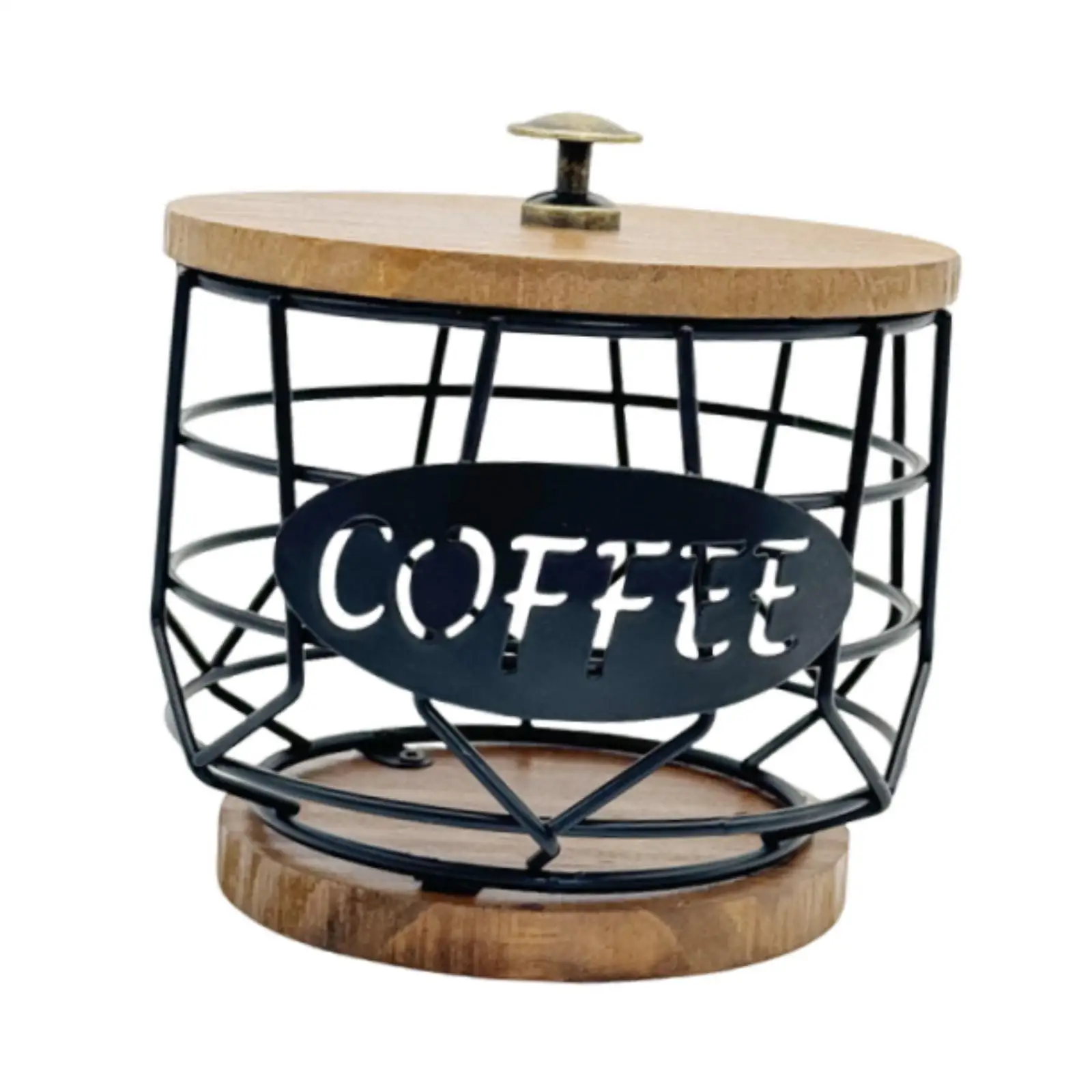 Coffee Pod Holder with Wooden Base Sturdy Iron Cup Shaped Organizer for Kitchen Counter Cafe Bar Accessories Office Desktop Coffee Pod Holder with Wooden Base Sturdy Iron Cup Shaped Organizer for Kitchen Counter Cafe Bar Accessories Office Desktop