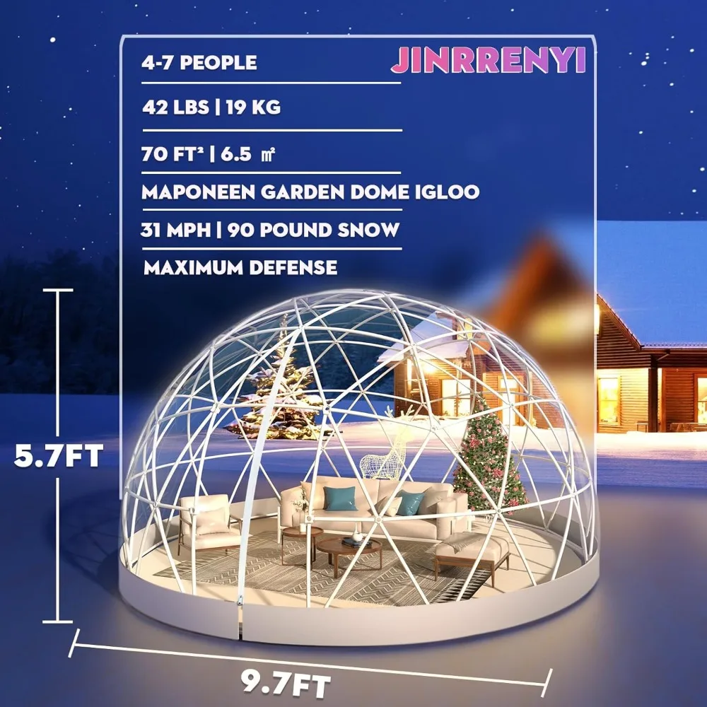 Greenhouse Dome Igloo Bubble Tent House Outdoor, Upgraded Geodesic Dome Greenhouses with Transparent PVC Cover, Greenhouse 2