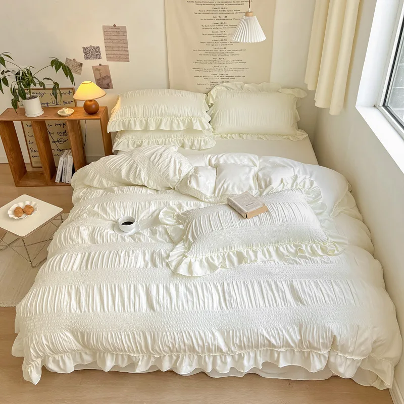 

Chic 2023 Solid White Duvet Cover Set Luxurious Ultra-Soft Cotton Bed Linen Set Perfect for Stylish Girls' Bedroom Bedding Sets