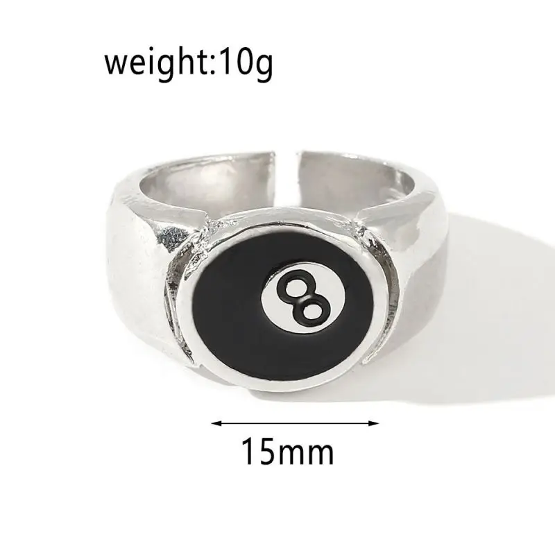 Black Ball 8 Adjustable Ring Male Ring Punk Cool Charm Jewelry Motorcycle Cocktail Party Accessories 5