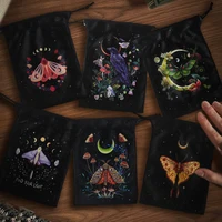 Velvet Tarot Bag Butterfly Printed Dice Bag Animal Crystal Stone Jewelry  Drawstring Fabric Pouch Tarot Cards Storage Bag Gift 1