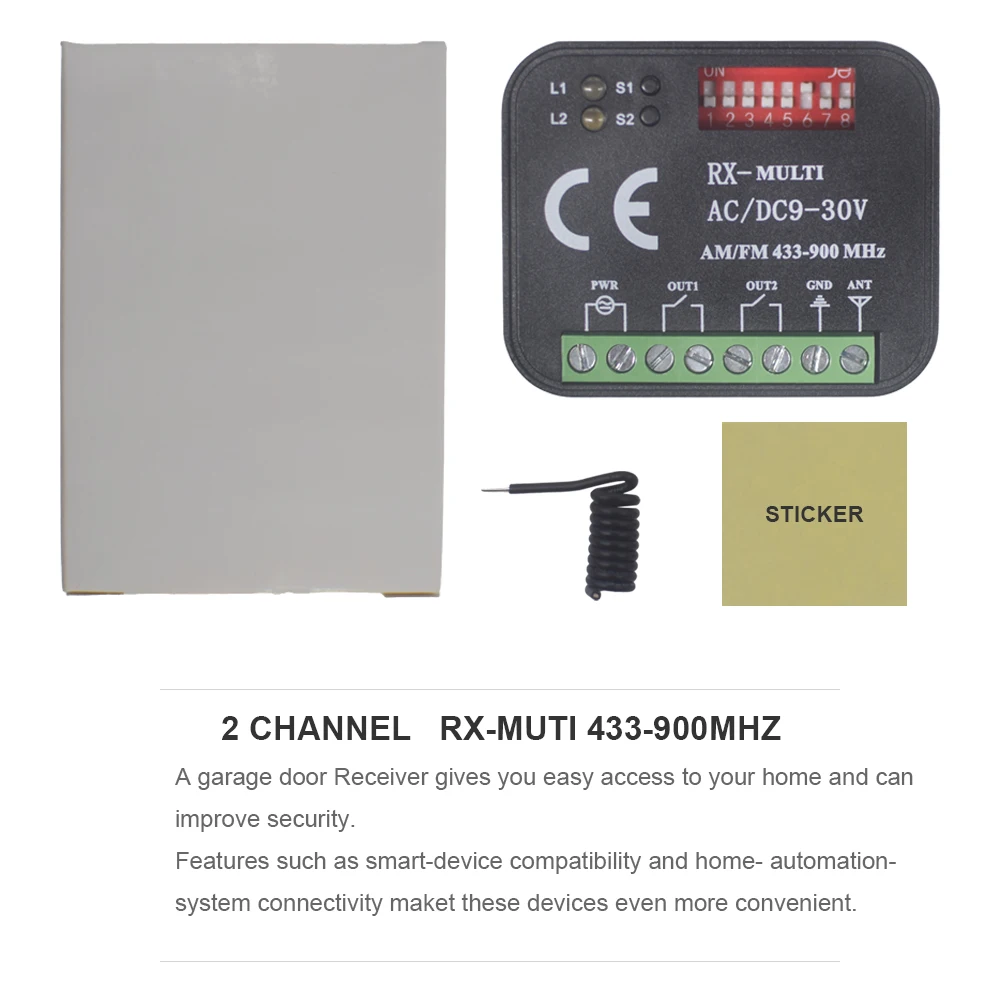 Kit Receptor bicanal universal + mando a distancia. RX Multi - Puertas  automáticas Suitdoors