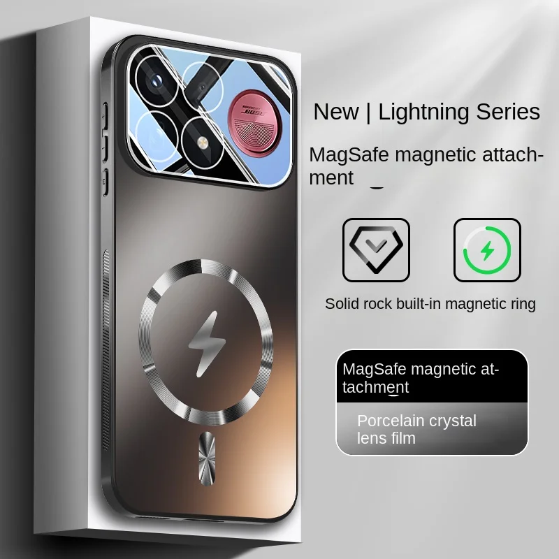 Enhanced Magnetic Phone Case with Metal-Feel Back Panel, Slip-Resistant and Drop-Proof Design