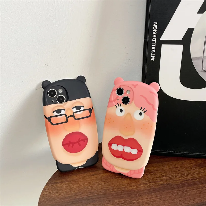 

So Cool For iphone Spoof cartoon buck teeth male girl Suitable for iphone14Promax Apple 13 phone case 11 couples 12 soft shell