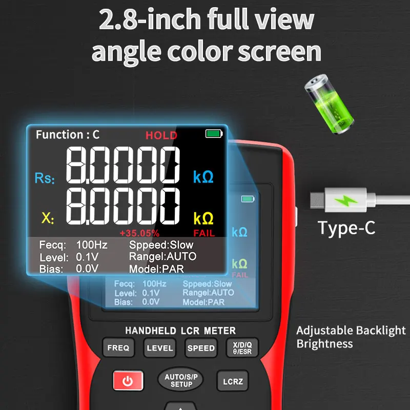ZOYI High Precision Digital Bridge LCR Tester 99999 Counts Resistance Capacitance Inductance Electronic Component Measurement digital bridge tester