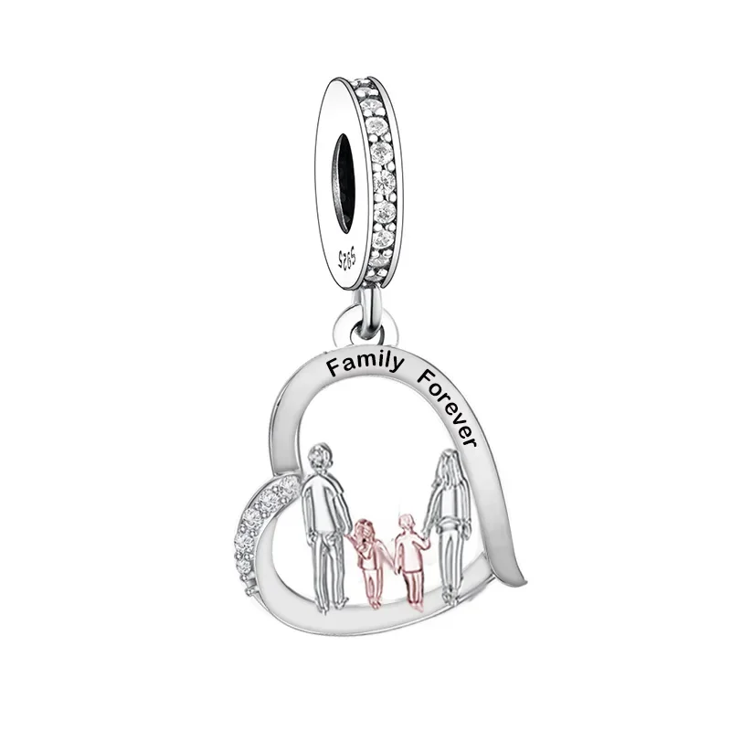 Fit Original Pan Charms Bracelet 925 Sterling Silver Father Daughter Mother Son Family Forever Bead For Making Women Berloque 2