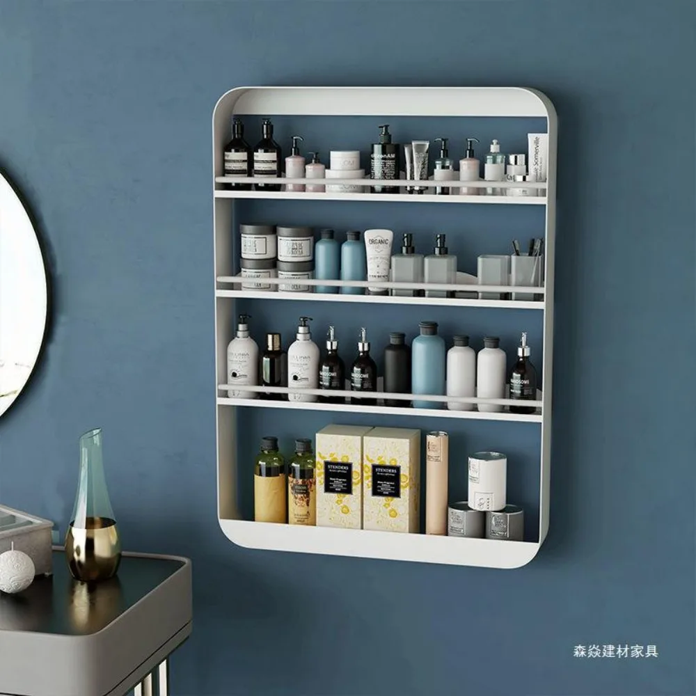 Wall Mounted Toiletries Cosmetic Storage Rack Kitchen Seasoning Bottle Storage Shelf  Box Wall Mounted Punch-free Makeup Racks 3