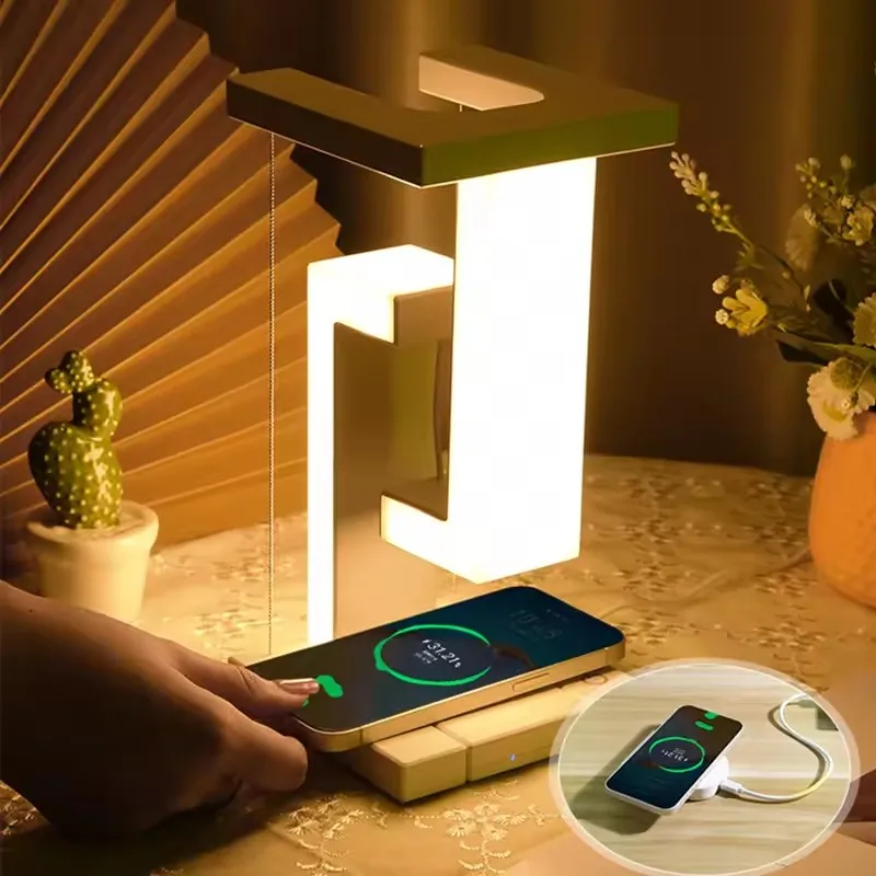 Novelty Floating Lamp with 10W Detachable Wireless Charger Decorative Light for Bedroom Office Deaktop Night Light 1