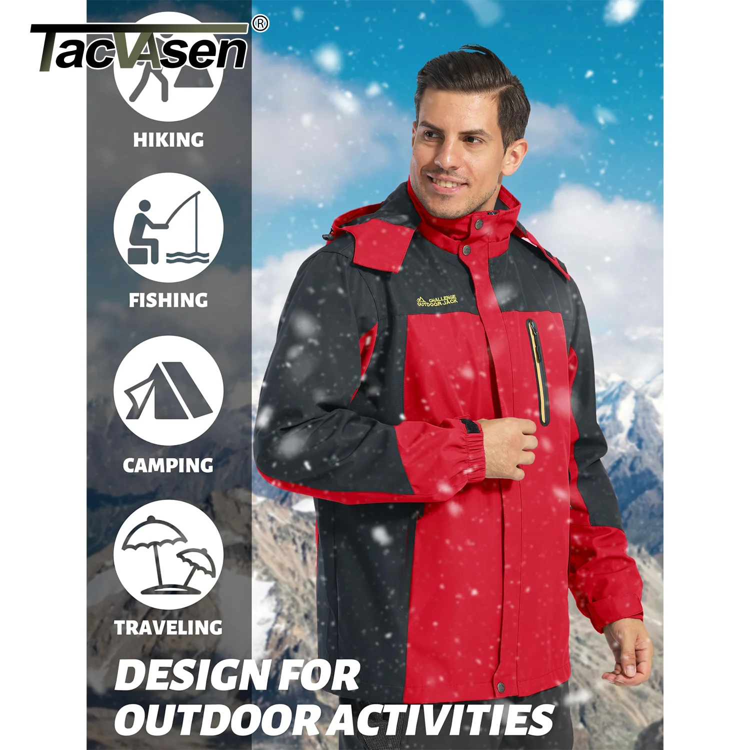 TACVASEN giacca leggera impermeabile giacca da uomo foderata in rete giacca da esterno antivento da pesca giacca da trekking cappotto antipioggia giacca a vento maschile 2