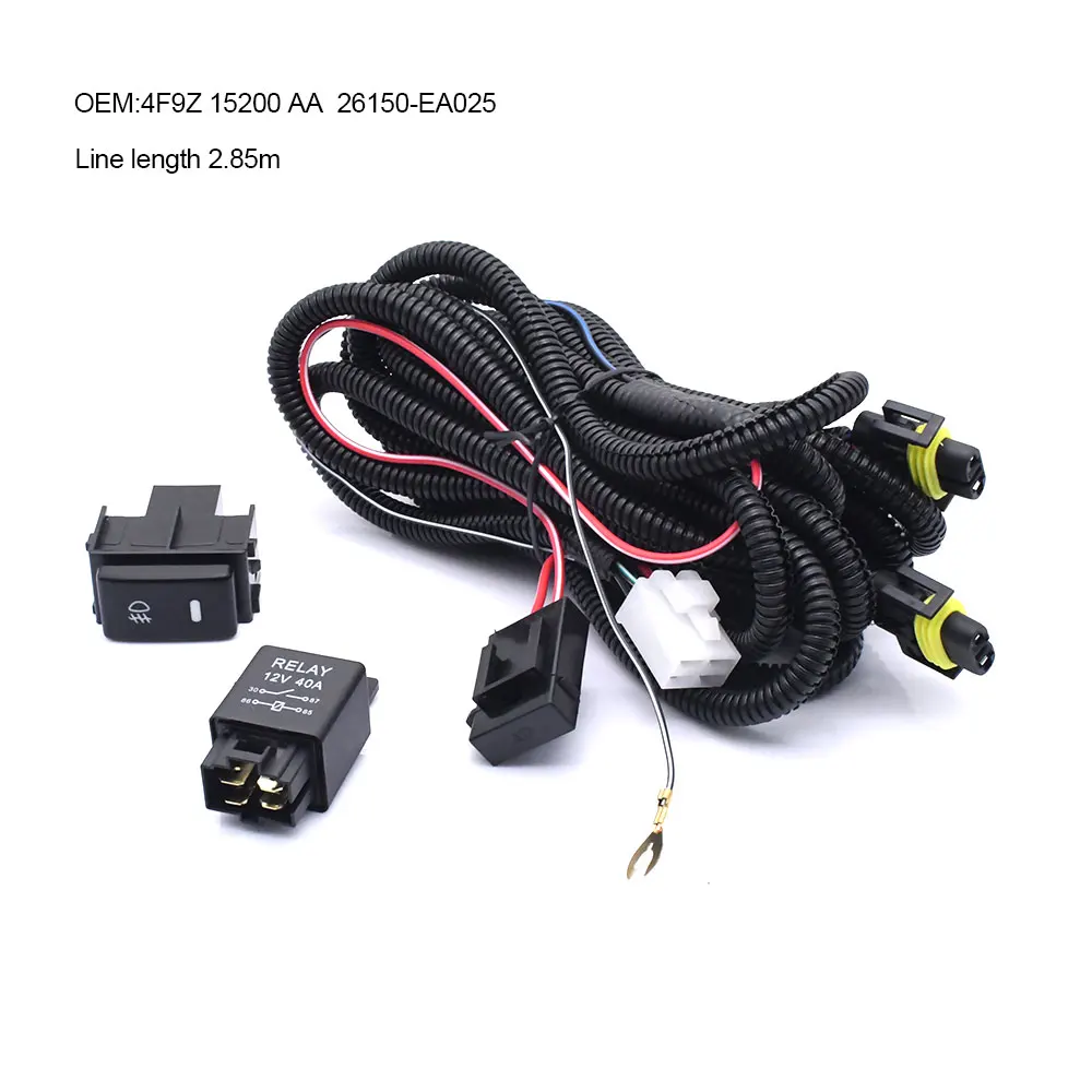 

Fog Light Lamps Wiring Harness H11 H8 H16 Connector 12V 40A Relay LED Indicator Switch Kits Work Lamp 4F9Z-15200 AA 26150-EA025