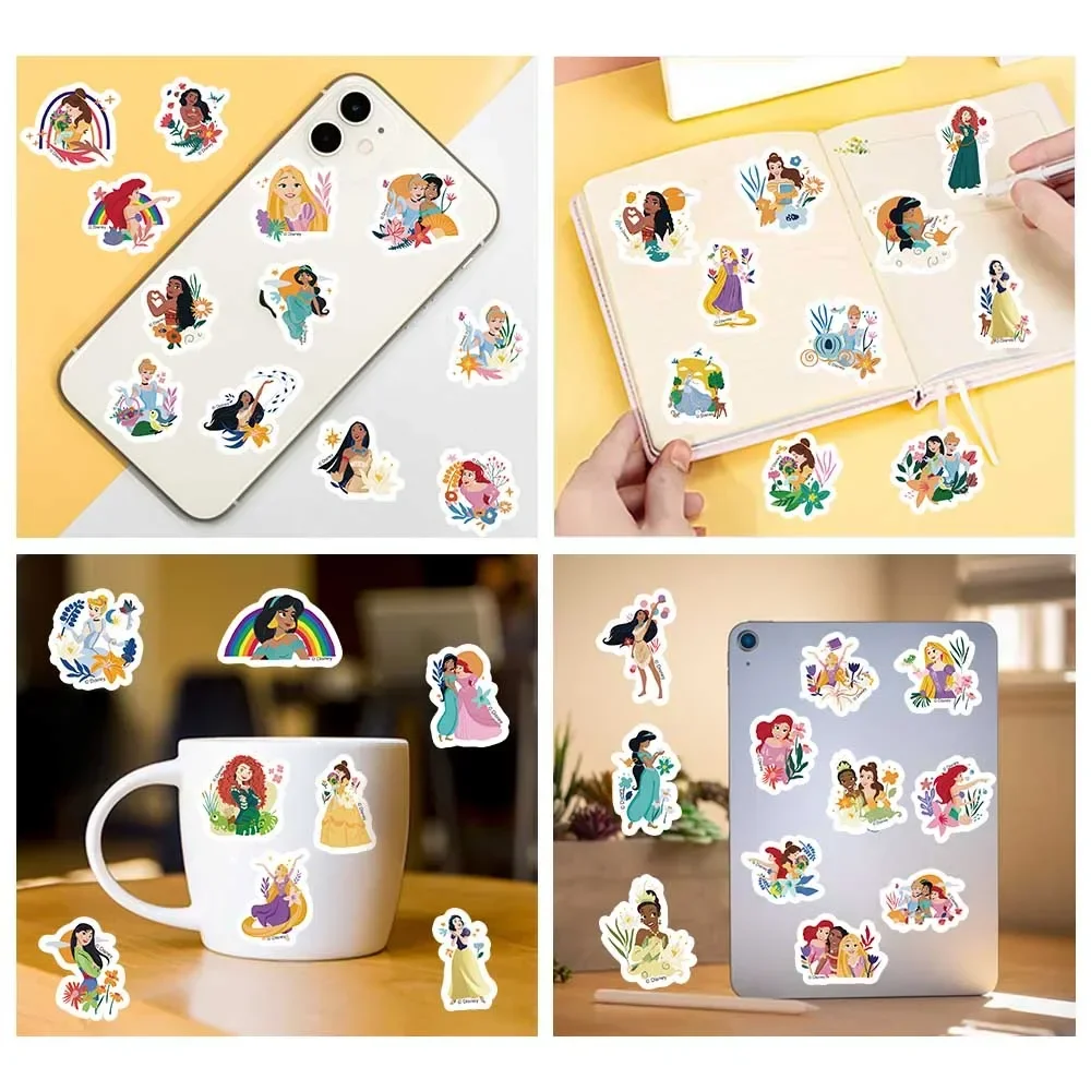 50PCS Disney Cute Cartoon Princess Stickers DIY Diary Laptop Luggage Skateboard Graffiti Decals Classic Toy 6