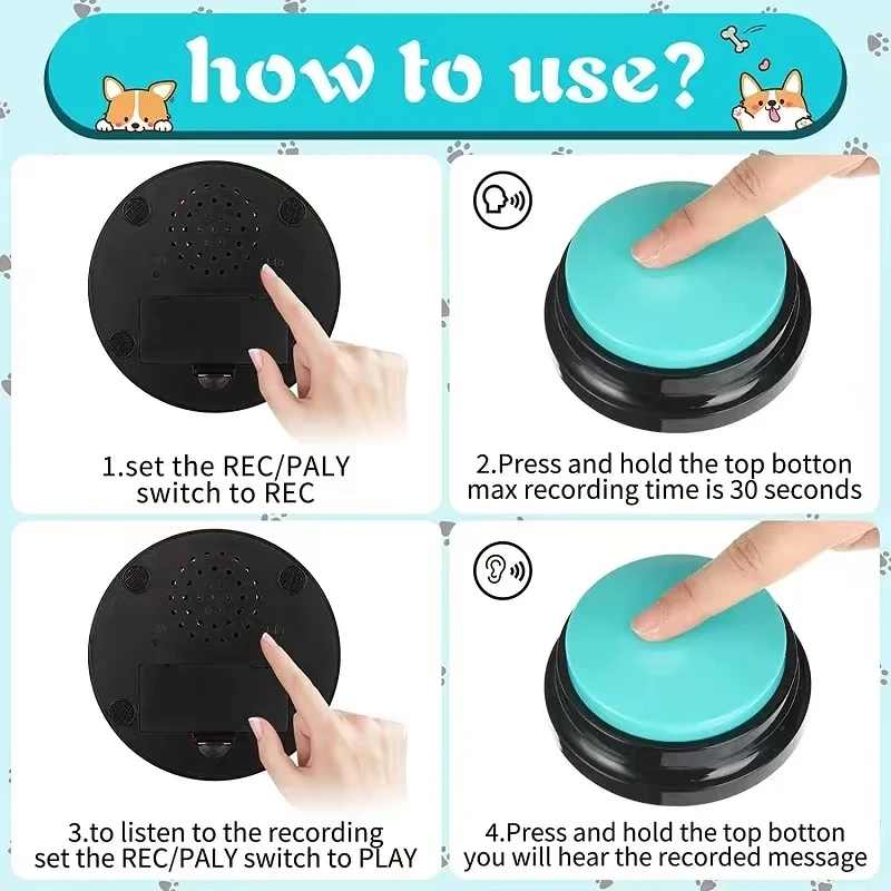 Pet Buttons for Communication Talking Voice Recording Dog Speaking Recordable Buttons Cat Training Funny Gift for Answer