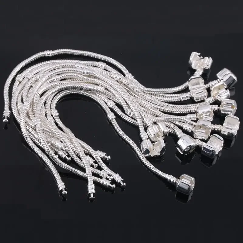925 Sterling Silver Snake Bone Charm Bracelet Bangle Fine Jewelry for Women men Party DIY