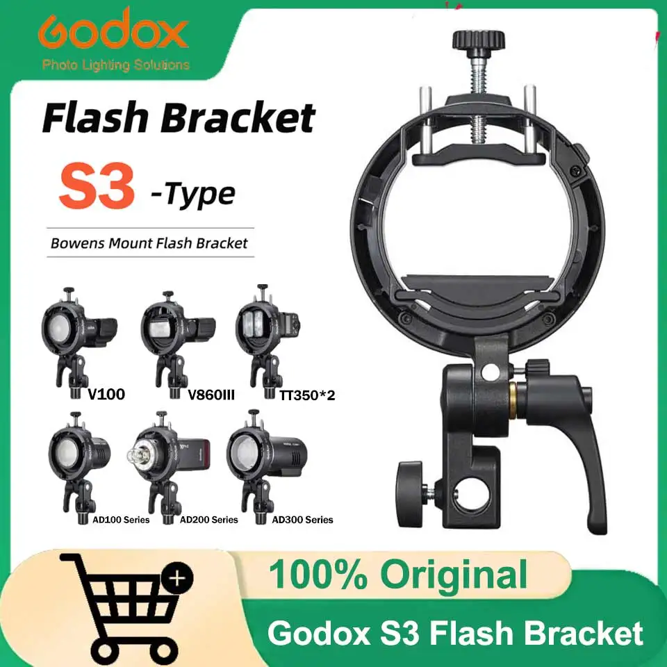 S3 Flash Holder Bracket Bowens Mount Flash Bracket for Flash V100, V860llI, TT350*2, AD100 Series, AD300 Series