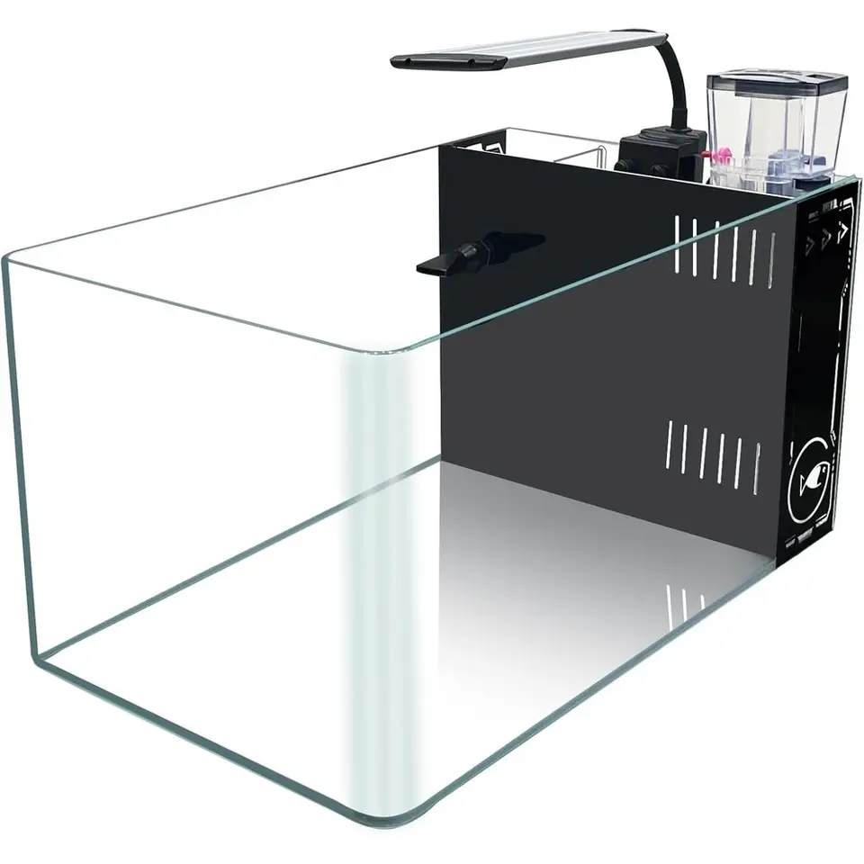 Rimless Curved Corner Saltwater Aquarium Kit