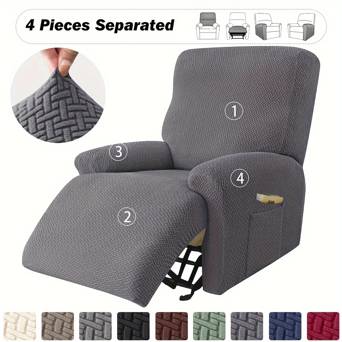 Sofa cover Recliner Sofa Cover Ralax Cover Jacquard Chair Covers Stretch Spandex Couch Slipcovers Non Slip Armchair Slipcovers 4pcs/set