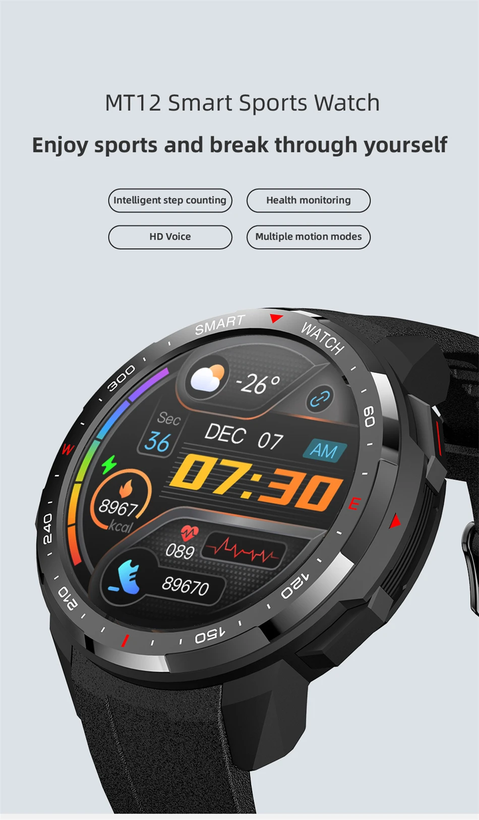 KALOSTE Smart Watch Man Bluetooth Call Blood Pressure Blood Oxygen Watch Local Music Recorder Smartwatch For Huawei Xiaomi +Box