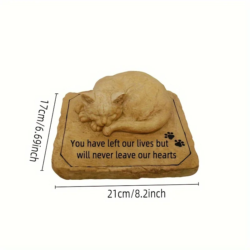 Personalizable Cat Memorial Stones with A 3-D Sleeping Cat on The Top Paw Print Memorial Stone Pet Grave Markers Garden Stones