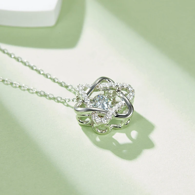 OEVAS 100% 925 Sterling Silver Real 0.5 Carat Round Moissanite Hexagram Pendant Necklace For Women Sparkling Wed Fine Jewelry