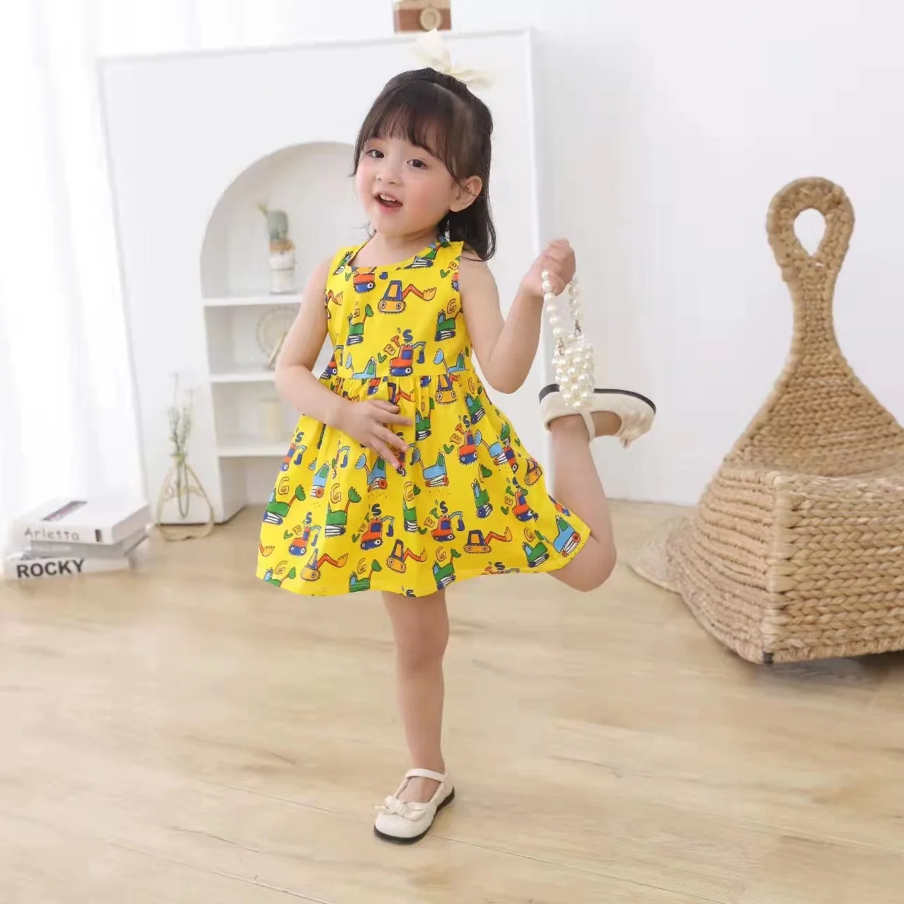 summer dresses	 100% Cotton Baby Girl Dress Summer Children Clothes Sleeveless Cloth Kids Princess Girls Dresses Party Fashion Outfit Clothing dresses evening