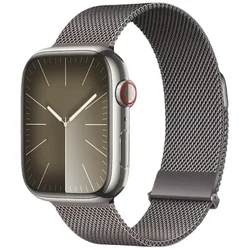 Magnetic Milanese Loop Strap - Elegant Silver Mesh Wristband Bracelet for Series 11 - 10 42mm (Titanium gray)