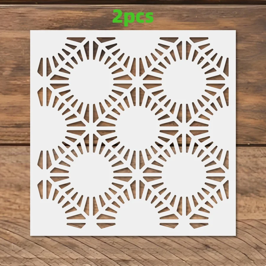 2PCS 11.8x11.8인치 기하학적 원형 페인팅 템플릿 세트 반복 패턴 DIY ..