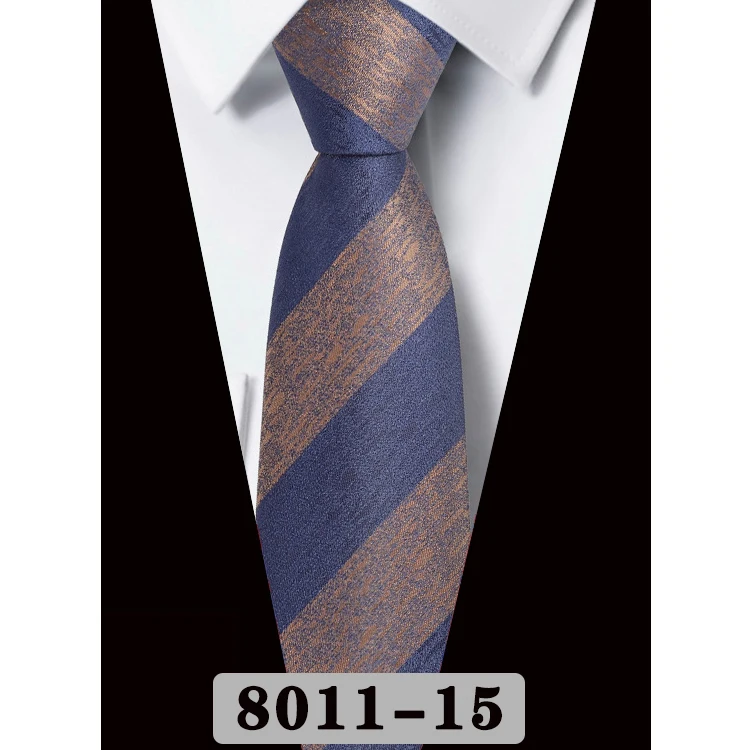 Neue Herren-Krawatte, modisch, klassisch, Polyester, gestreift, Rot, Blau, Grau, Hochzeit, Party, Designer, Business, 8 cm, Jacquard-gewebte Krawatte, Geschenk – Detail 18
