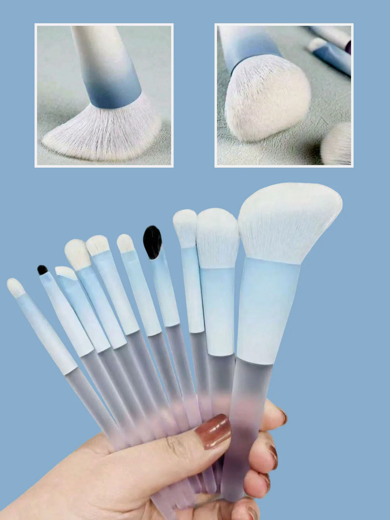 Premium 10-Piece Makeup Brush Set with Soft, Skin-Friendly Fibers