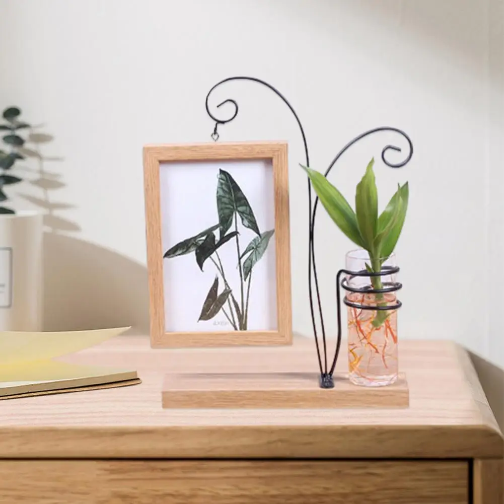 Photo frame double sided stable base high strength rustproof with hydroponic vase home supplies