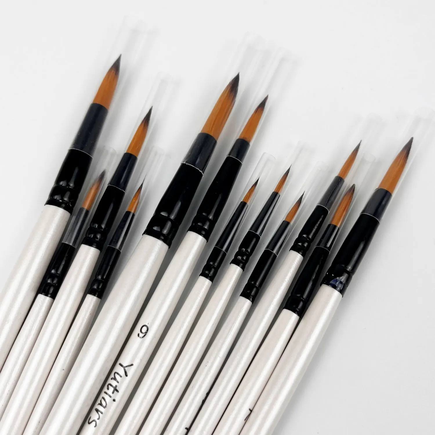 12pcs Artist Brushes with Nylon Tips - Wood Handle Professional Paintbrush Set for Acrylic, Watercolor, Gouache Painting 2