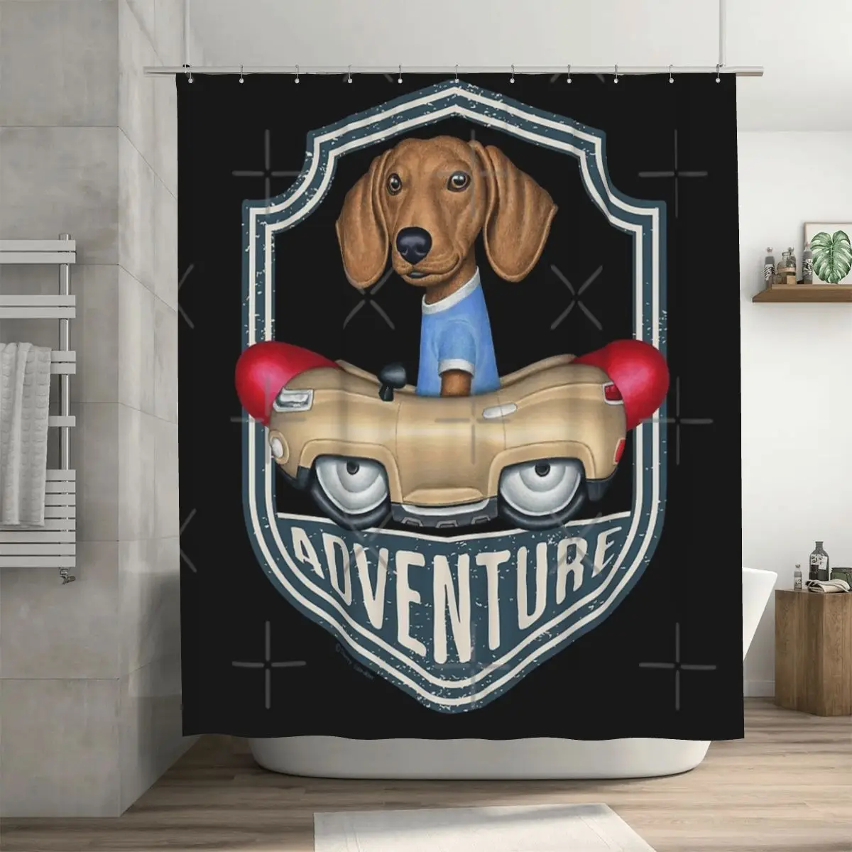 

Занавеска для душа «такса» 72x72 дюйма с крючками