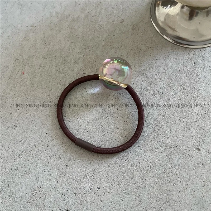 Bola redonda colorida frisada faixa de cabelo elegante bonito colorido geométrico redondo corda de cabelo rabo de cavalo gravata faixa de borracha de cabelo