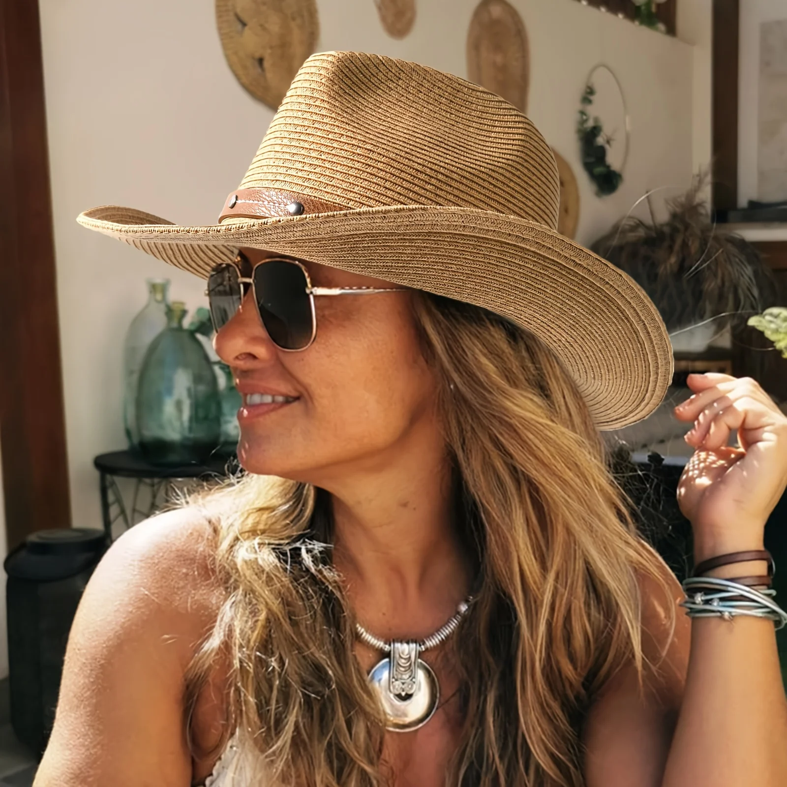 Western Cowboy Hat, Summer Beach Sun Hat, Foldable Summer Beach Travel Straw Hat, Beach Hat, Big Brimmed Hat