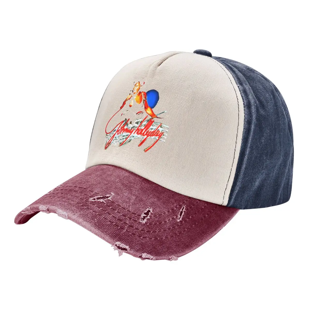 

Vintage Johnny Hallyday Baseball Caps Unisex Distressed Washed Snapback Cap Rock Music Outdoor All Seasons Travel Hats Cap
