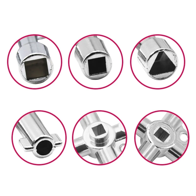 1pcs 4 Way Universal Cross Triangle Wrench KEY for Train Electrical Elevator Cabinet Valve Alloy Triangle 5