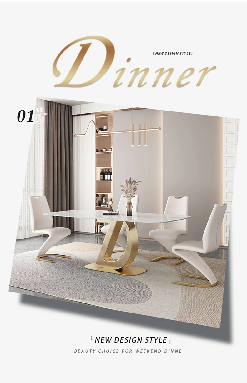 Description Picture 4 of itemSlate Kitchen Table Chairs Center Combination Small Apartment Modern Dining Tables Luxury Muebles Para Hogar Dining Room Set