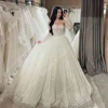 Luxury Bright Women Wedding Dresses Off The Shoulder A-Line Bride Gowns Mopping Length Princess Ball Vestido De Novia Customized 3