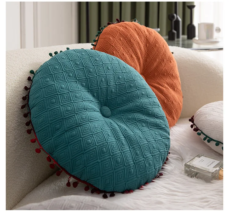 Japanese Futon Cushion Tatami Mat Round Pillow Living Room Sofa Tassel  Pillows Office Chair Cushions Lumbar Pillows - Cushion - AliExpress
