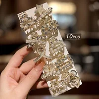 10 alloy rhinestone hair clips, fashionable small grab hair accessories 3
