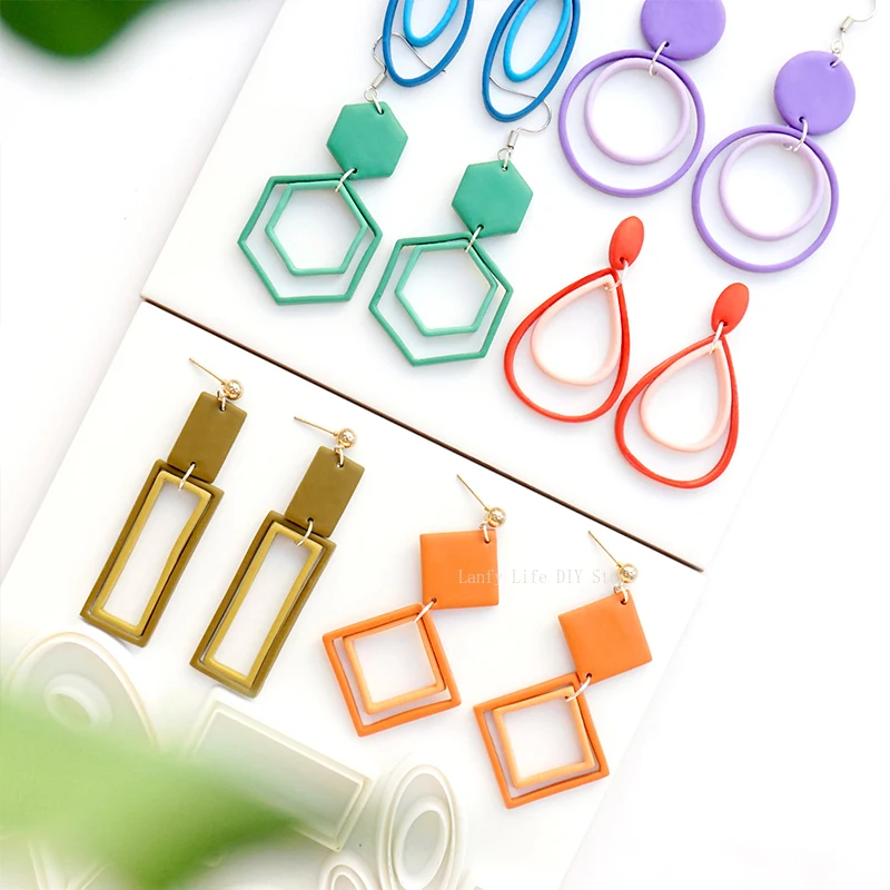 3pcs Set Hollow Ring Polymer Clay Cutter Geometric Shape Soft Pottery Mold DIY Earring Pendant Jewelry Making Cutting Tools