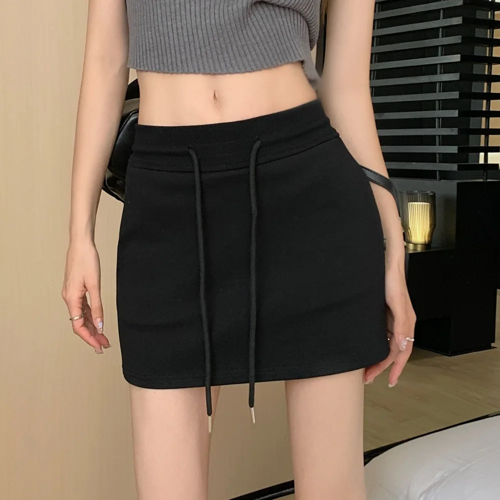 Pure Wind Hot Girl Draw Rope Sports Skirt Girl High Waist All Match Hip Skirt