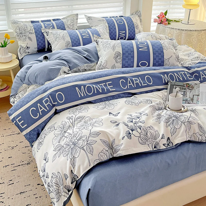 Cotton Bedding Set Bedding Set 4 Pieces 100% Cotton Bed Sheet Comforter Set Modern Fashion Couple Bed Set