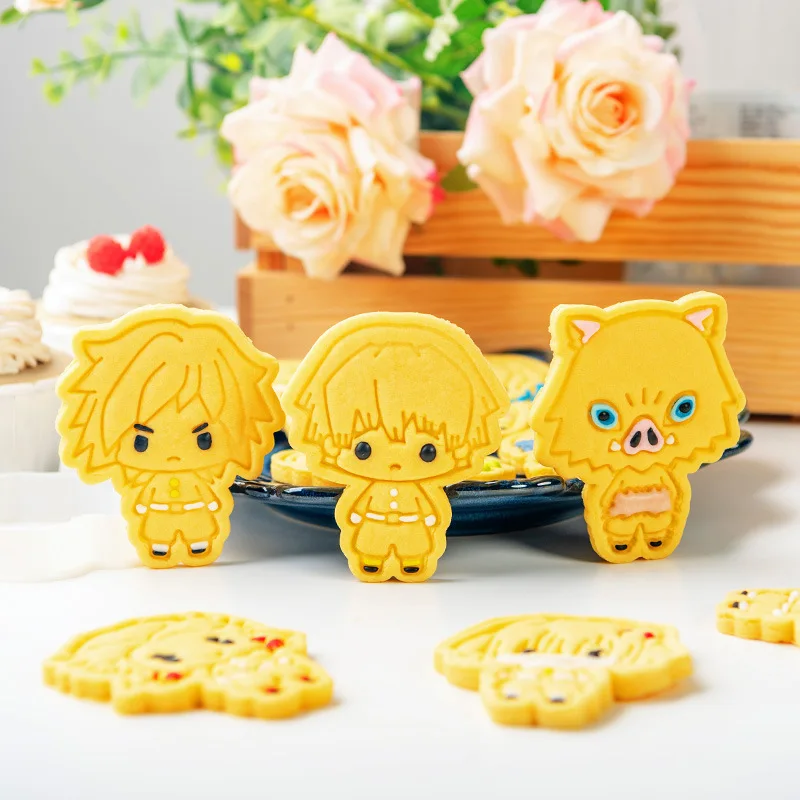 Cartoon Anime Blade of Ghost Cookie Cutter Demon Slayer Press Biscuit Mold 3D DIY Embossing Press Mold Fondant Pastry Bake Forms