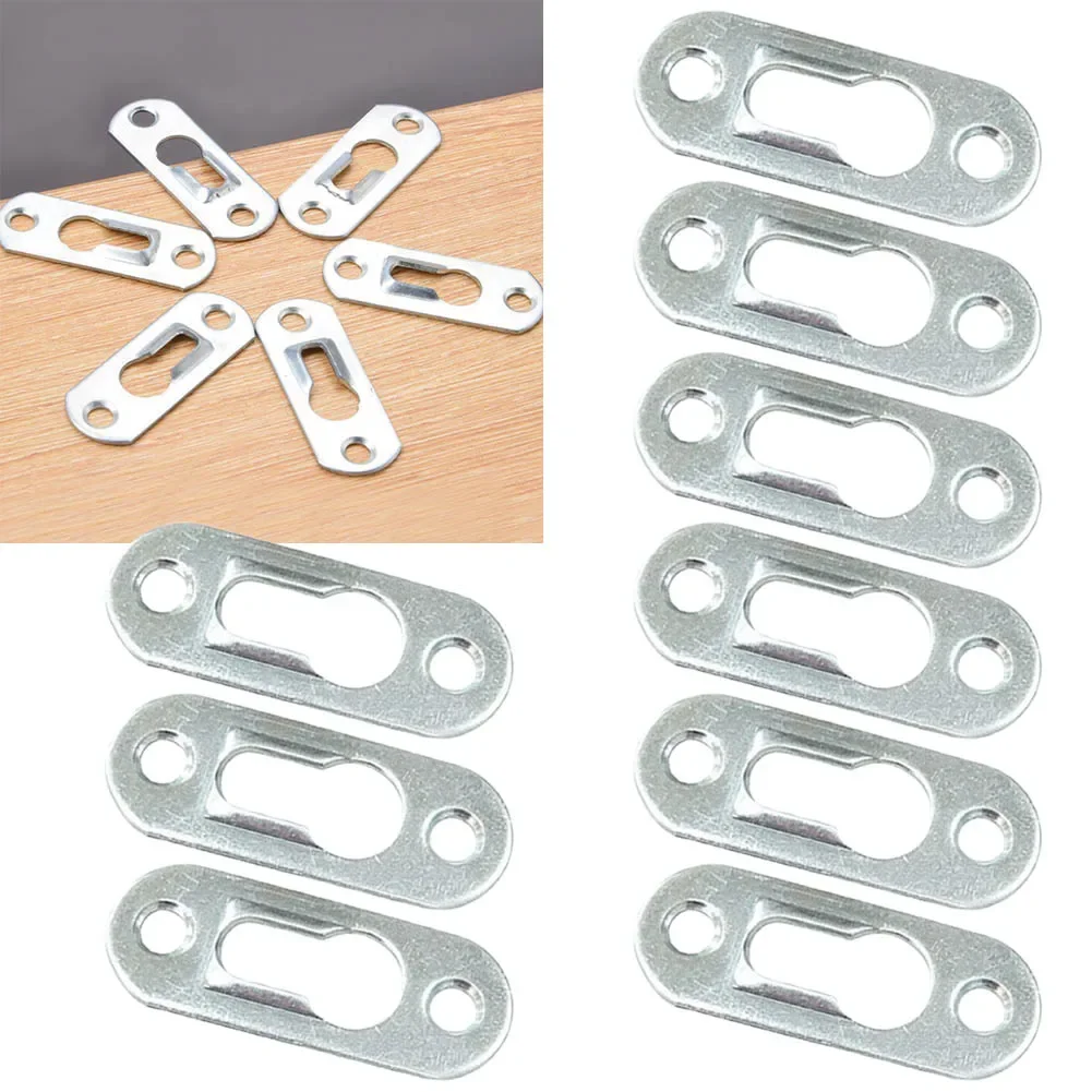 10/30/50pcs Picture Hanger Metal Mirror Hook Snap Metal Keyhole Hanger Fasteners for Picture Photo Frame Furnniture Cabinet picture frame hangers