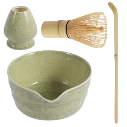 Exquisite Japanese Matcha Set: Ceramic Bowl & Bamboo Whisk Gift Set (Matcha green)
