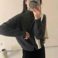 New Soft Comfortable Stand-Up Collar Sweater Cardigan Women Simple Single Breasted Cardigans Coat Autumn Solid Knitted Outerwear - Image 3