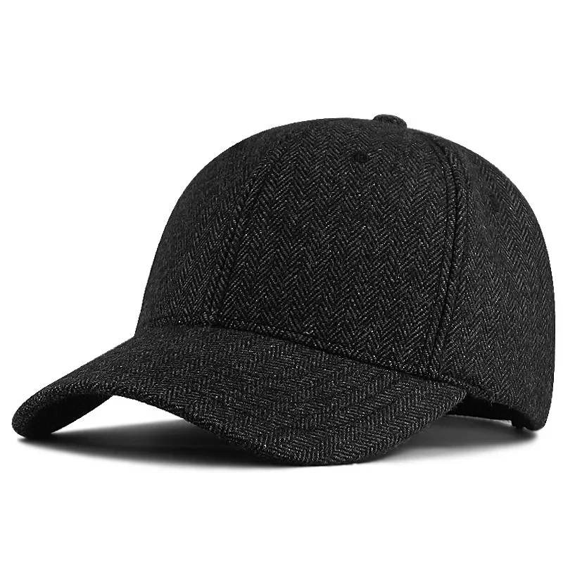 

56-60cm 61-68cm big bone men large size felt baseball caps dad Winter warm wool snapback hat male oversize sport caps