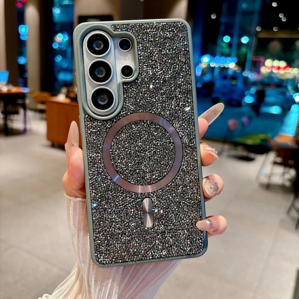 Diamond Magnetic Shockproof TPU Case with Bling Glitter and Soft Bumper